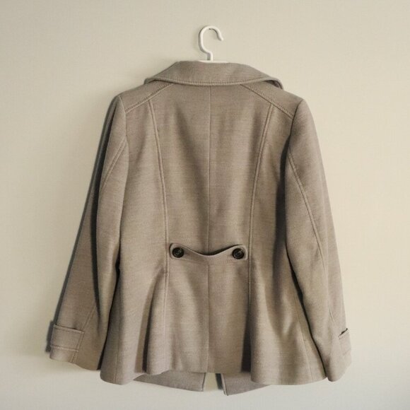 H&M Women's Grey Sz 10 Double-Breasted Lined Collared Long Sleeve Pocket Coat - Picture 2 of 15